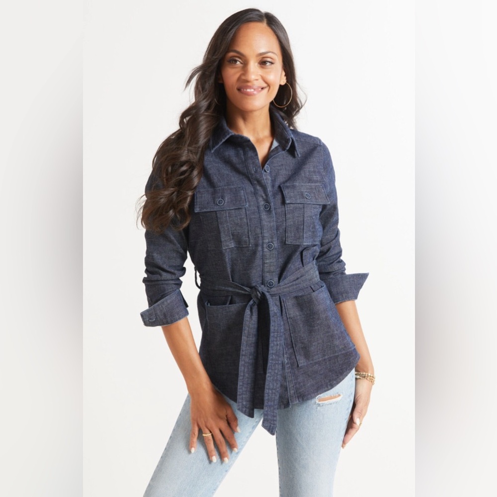 Emme Belted Denim Shacket Level 99 Size S Evereve